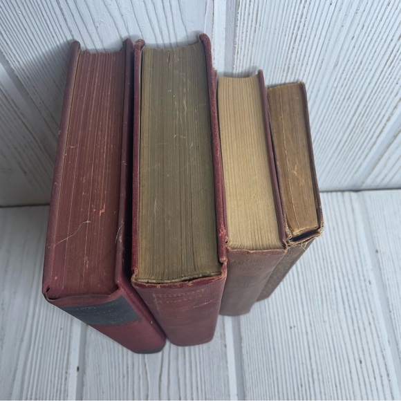 Vintage Red Oxblood Lot of Books Literature Bookshelf Lot 4 Antique HC Display - Picture 3 of 11
